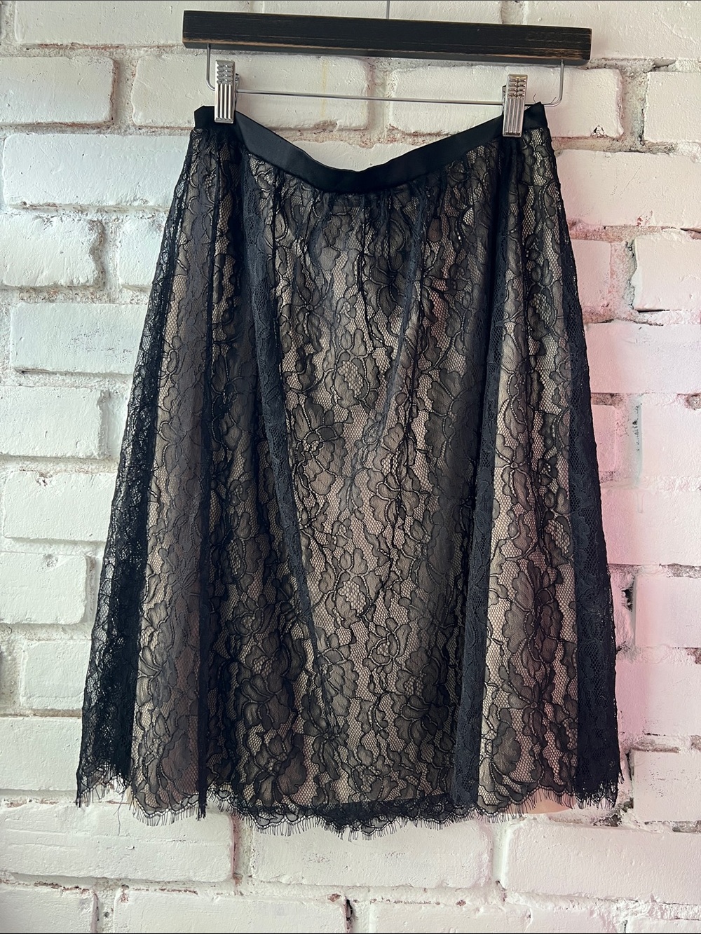 Black Lace A-Line Women's Skirt flowy layered work skirt